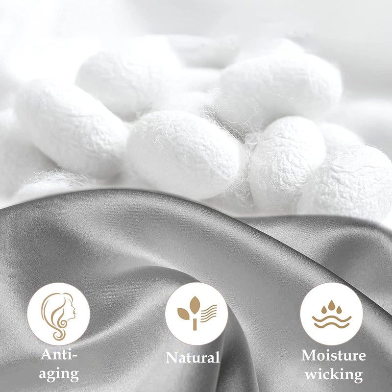 INSSL Silk Pillowcase for Women, Mulberry Silk Pillowcase for Hair and Skin and Stay Comfortable and Breathable During Sleep (Queen, Grey) - Image 4